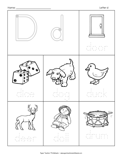 Worksheets - Words that Start with D d Worksheets - Words that Start with D d