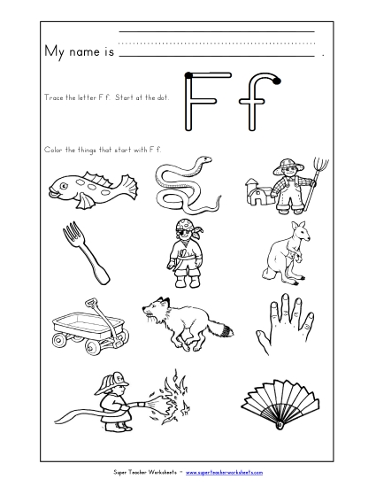 Worksheets - Words that Start with F f