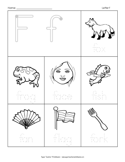 Worksheets - Words that Start with F f