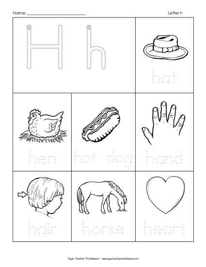Worksheets - Words that Start with H h