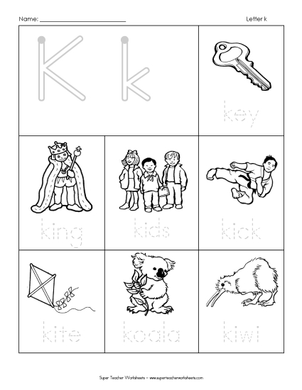 Worksheets - Words that Start with K k Worksheets - Words that Start with K k