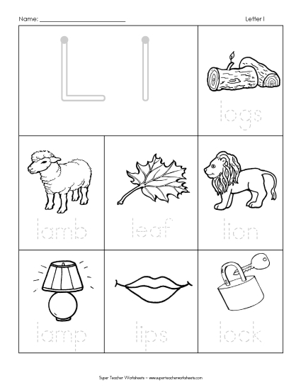 Worksheets - Words that Start with L l