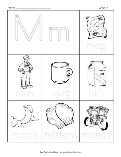 Worksheets - Words that Start with M m Worksheets - Words that Start with M m