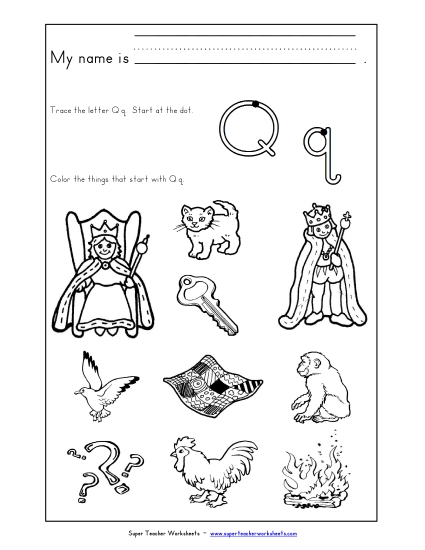 Worksheets - Words that Start with Q q Worksheets - Words that Start with Q q