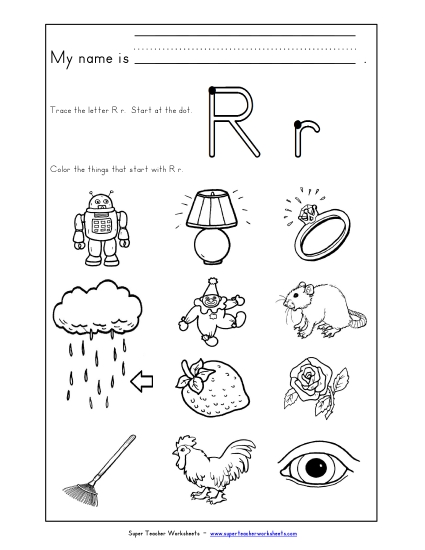 Worksheets - Words that Start with R r
