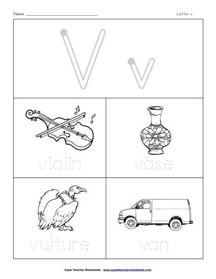 Worksheets - Words that Start with V v