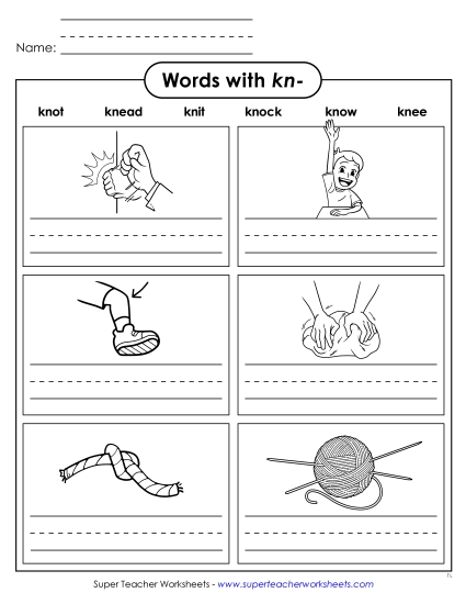 Worksheets - Words with Kn- (Printable PDF Worksheet)
