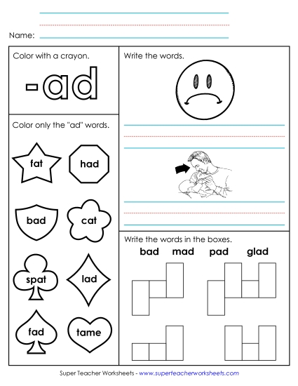Worksheets - Worksheet 1 (-ad Words)