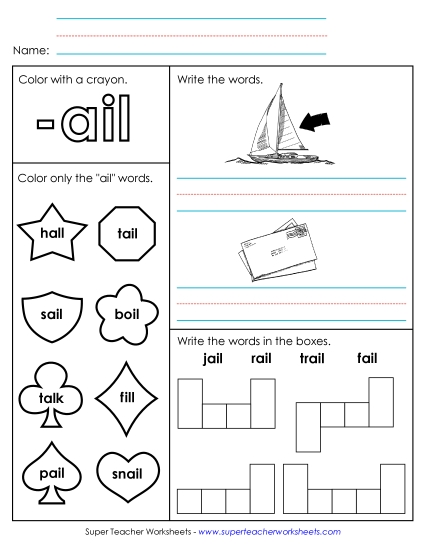 Worksheets - Worksheet 1 (-ail Words) Worksheets - Worksheet 1 (-ail Words)