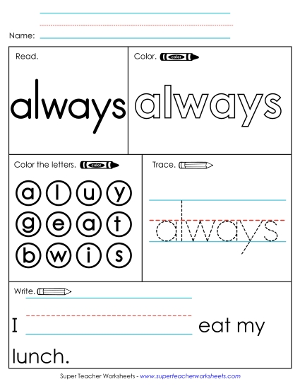 Worksheet 1: Always Worksheet 1: Always