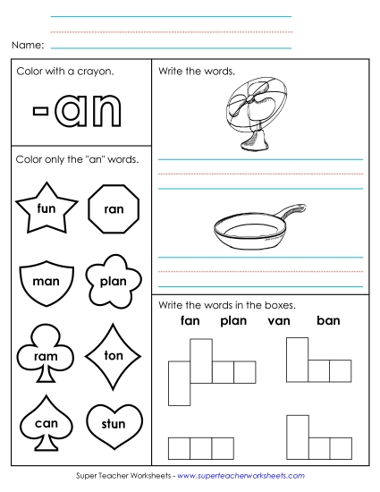 Worksheets - Worksheet 1 (-an Words)