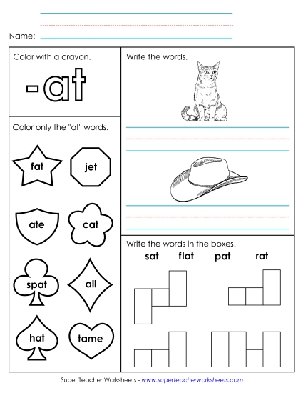 Worksheets - Worksheet 1 (-at Words)