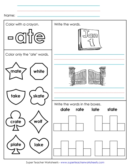 Worksheets - Worksheet 1 (-ate Words)