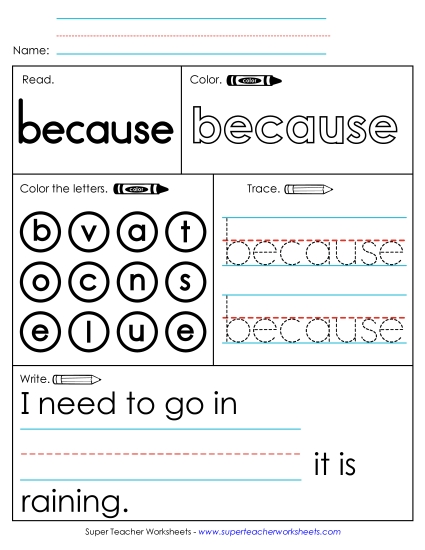Worksheet 1: Because