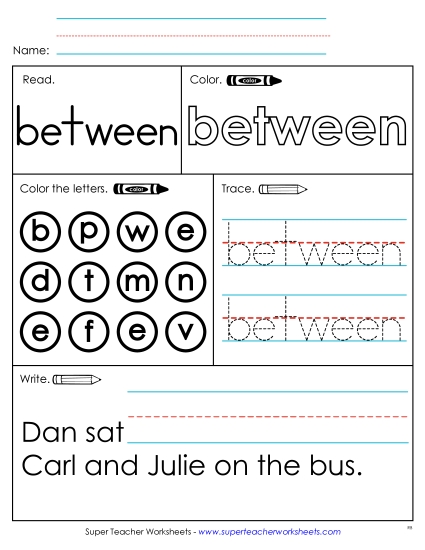 Worksheet 1: Between