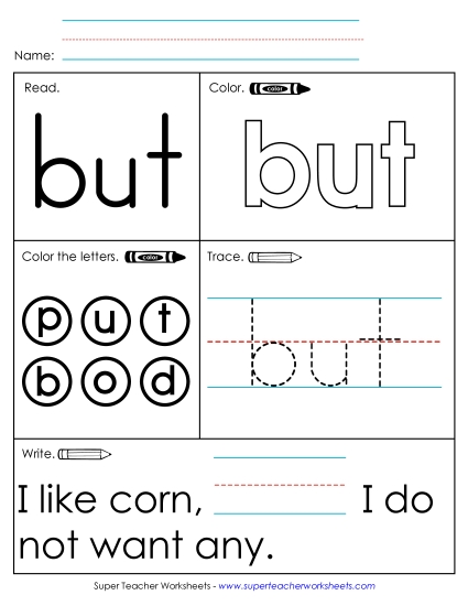 Worksheet 1: But Worksheet 1: But