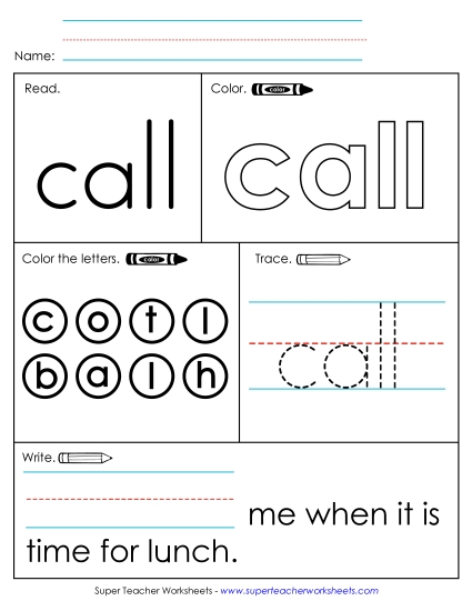 Worksheet 1: Call Worksheet 1: Call