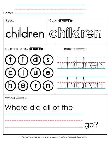 Worksheet 1: Children Worksheet 1: Children