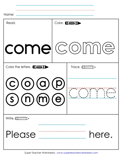 Worksheet 1: Come