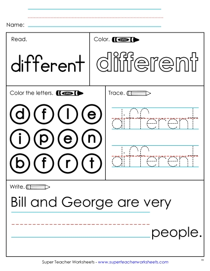 Worksheet 1: Different Worksheet 1: Different