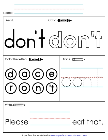 Worksheet 1: Don't Worksheet 1: Don't