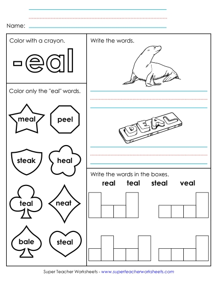 Worksheets - Worksheet 1 (-eal Words) Worksheets - Worksheet 1 (-eal Words)