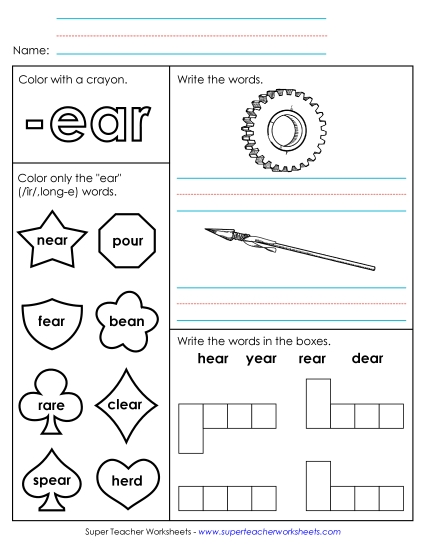 Worksheets - Worksheet 1 (-ear Words)