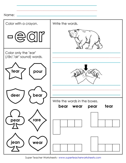 Worksheets - Worksheet 1 (-ear Words)