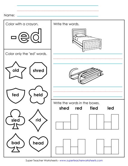 Worksheets - Worksheet 1 (-ed Words)