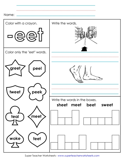 Worksheets - Worksheet 1 (-eet Words) Worksheets - Worksheet 1 (-eet Words)