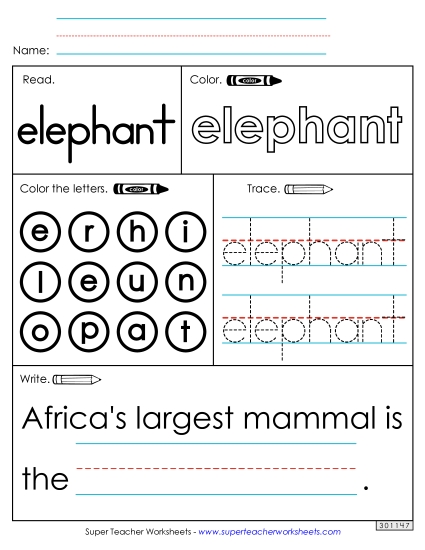 Worksheet 1: Elephant Worksheet 1: Elephant
