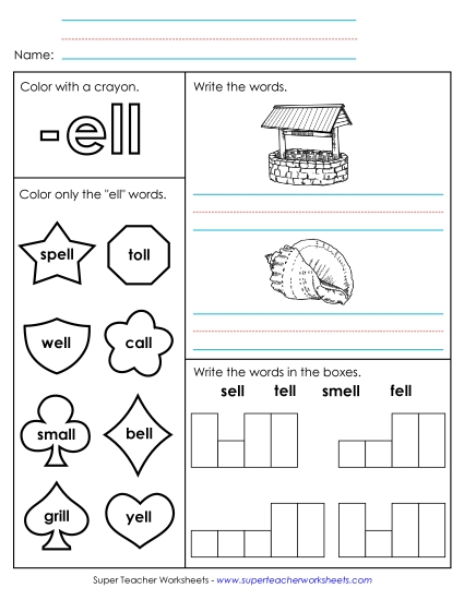 Worksheets - Worksheet 1 (-ell Words)