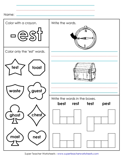 Worksheets - Worksheet 1 (-est Words)