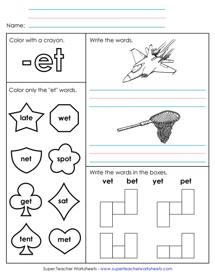 Worksheets - Worksheet 1 (-et Words)