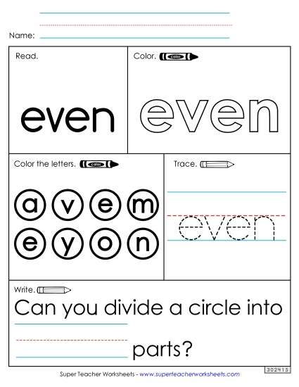 Worksheet 1: Even Worksheet 1: Even