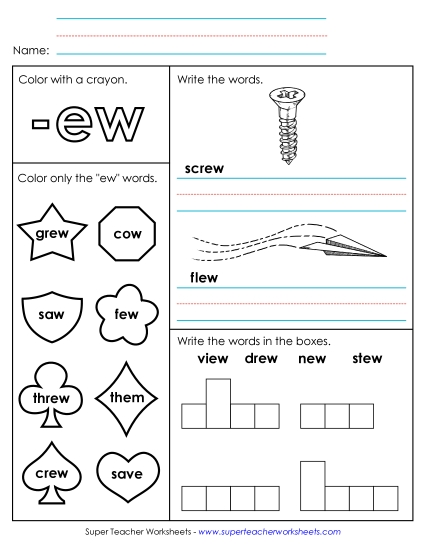 Worksheets - Worksheet 1 (-ew Words)