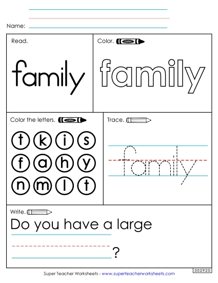 Worksheet 1: Family Worksheet 1: Family