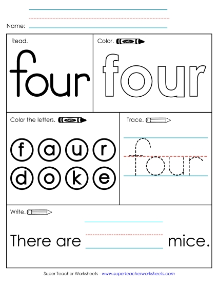 Worksheet 1: Four Worksheet 1: Four