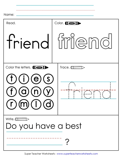 Worksheet 1: Friend Worksheet 1: Friend