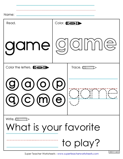 Worksheet 1: Game Worksheet 1: Game