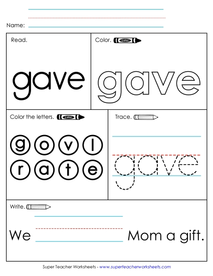 Worksheet 1: Gave Worksheet 1: Gave