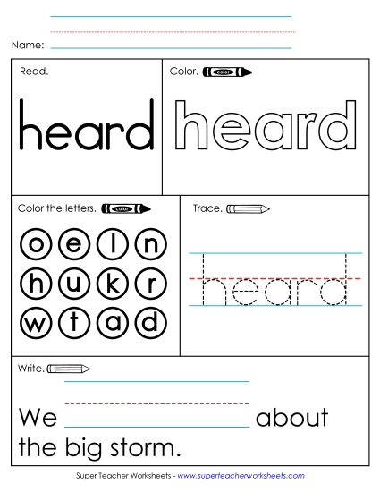 Worksheet 1: Heard Worksheet 1: Heard