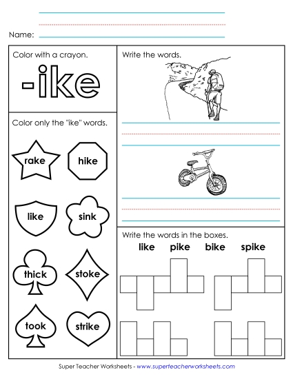 Worksheets - Worksheet 1 (-ike Words) Worksheets - Worksheet 1 (-ike Words)