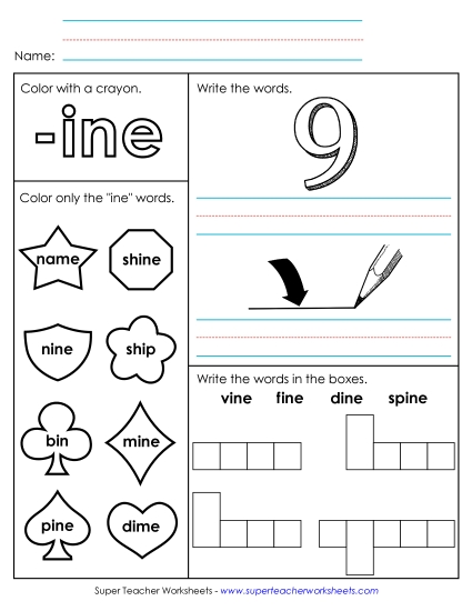 Worksheets - Worksheet 1 (-ine Words)