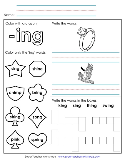 Worksheets - Worksheet 1 (-ing Words)