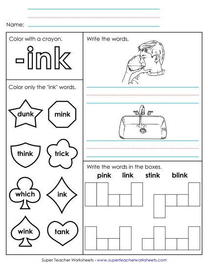 Worksheets - Worksheet 1 (-ink Words)
