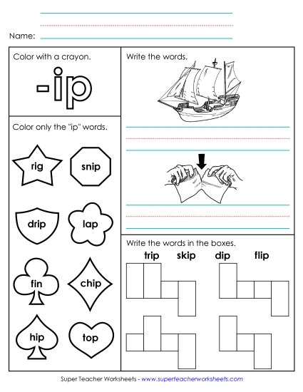 Worksheets - Worksheet 1 (-ip Words)
