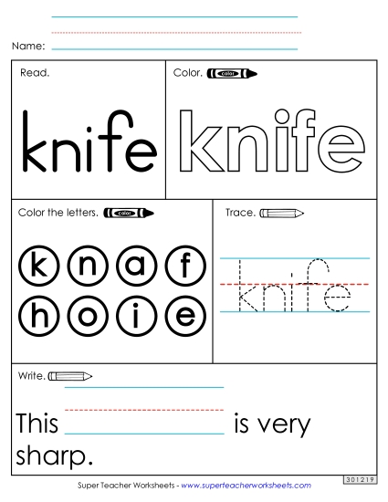 Worksheet 1: Knife Worksheet 1: Knife