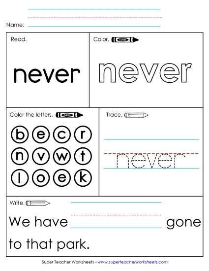 Worksheet 1: Never Worksheet 1: Never