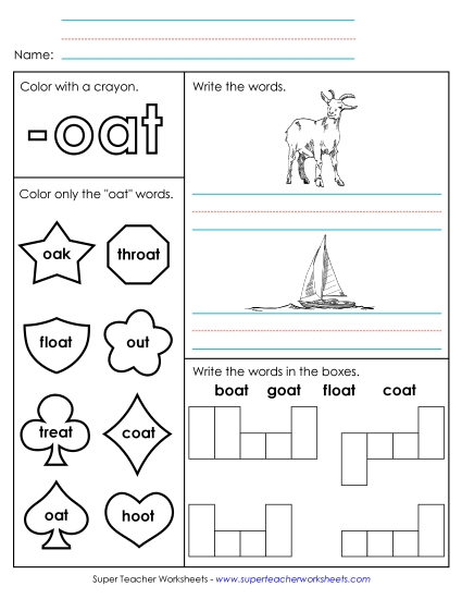 Worksheets - Worksheet 1 (-oat Words) Worksheets - Worksheet 1 (-oat Words)